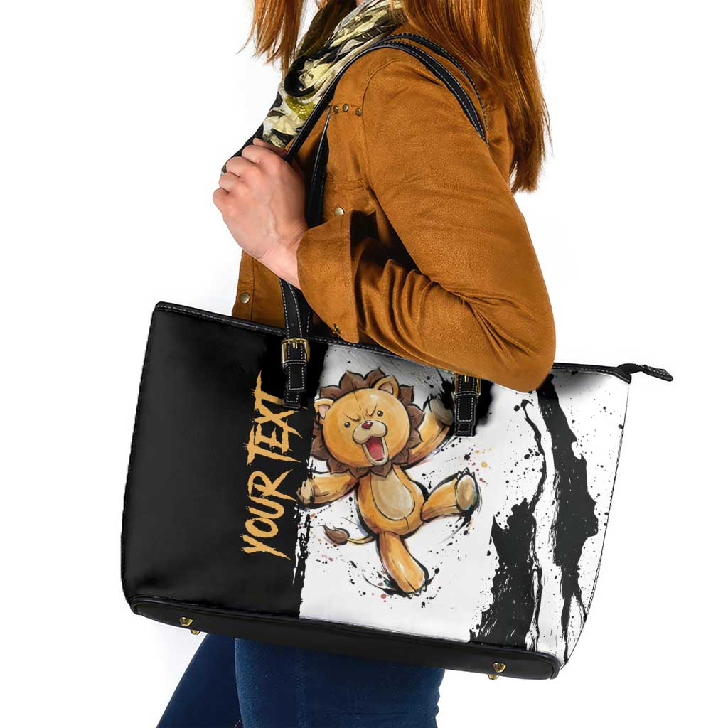 Personalized Kon Leather Tote Bag Ink Splash Anime Brush Style