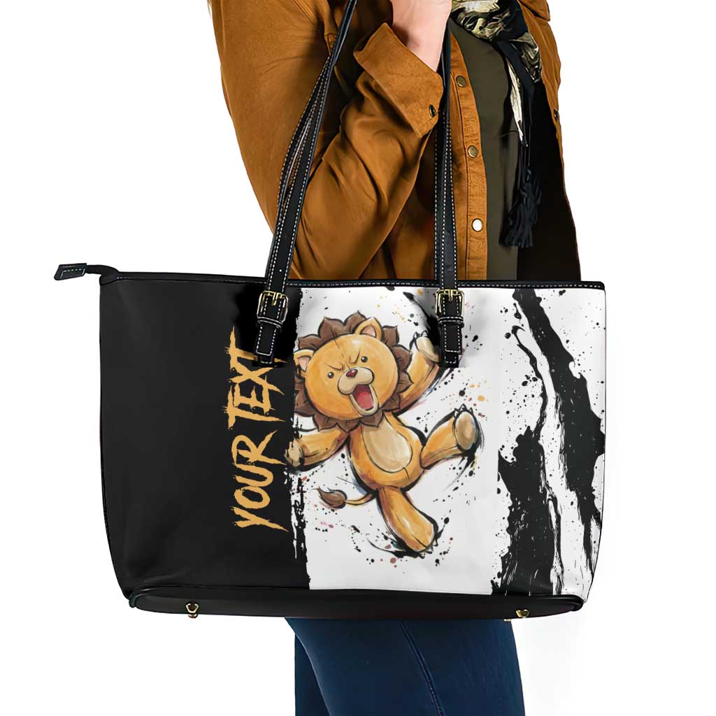 Personalized Kon Leather Tote Bag Ink Splash Anime Brush Style
