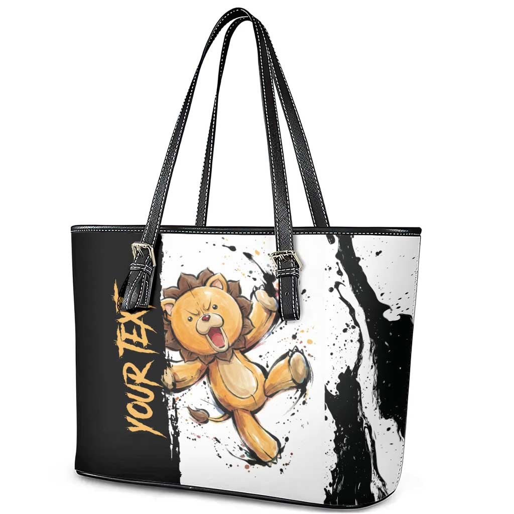 Personalized Kon Leather Tote Bag Ink Splash Anime Brush Style