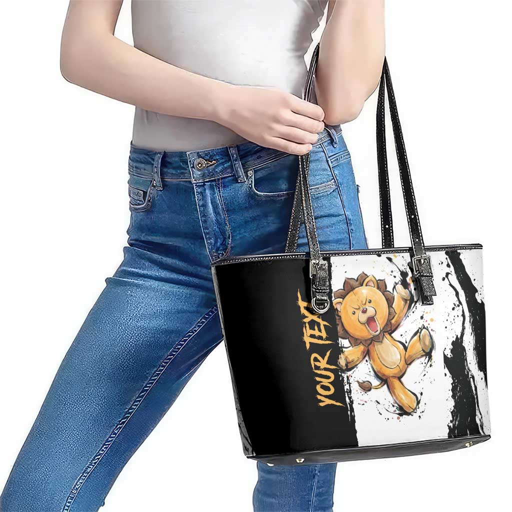 Personalized Kon Leather Tote Bag Ink Splash Anime Brush Style