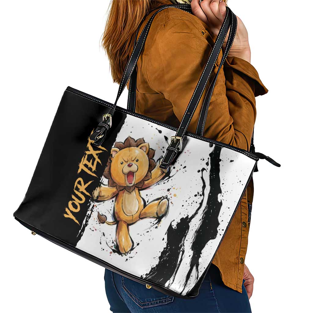 Personalized Kon Leather Tote Bag Ink Splash Anime Brush Style