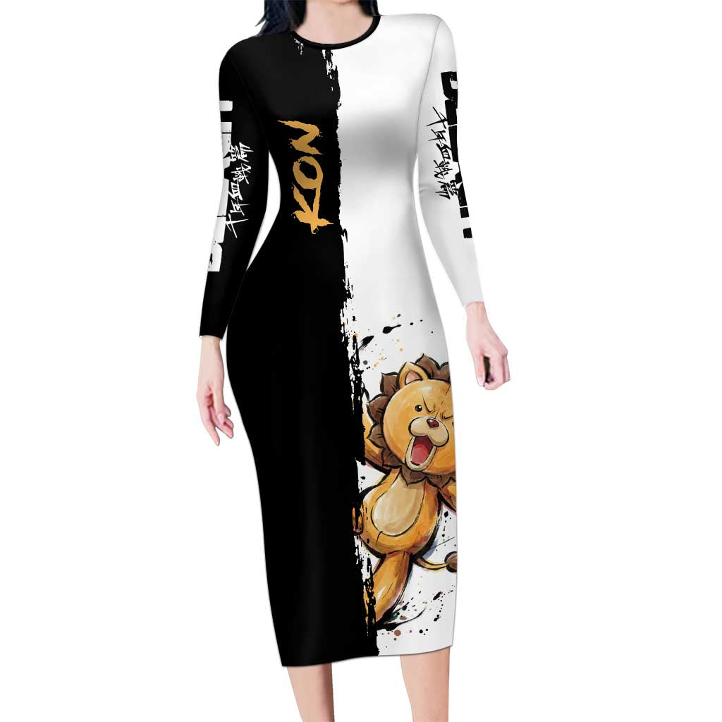 Personalized Kon Long Sleeve Bodycon Dress Ink Splash Anime Brush Style