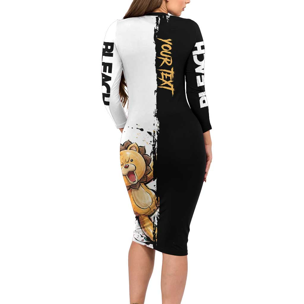 Personalized Kon Long Sleeve Bodycon Dress Ink Splash Anime Brush Style