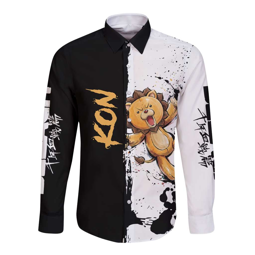 Personalized Kon Long Sleeve Button Shirt Ink Splash Anime Brush Style