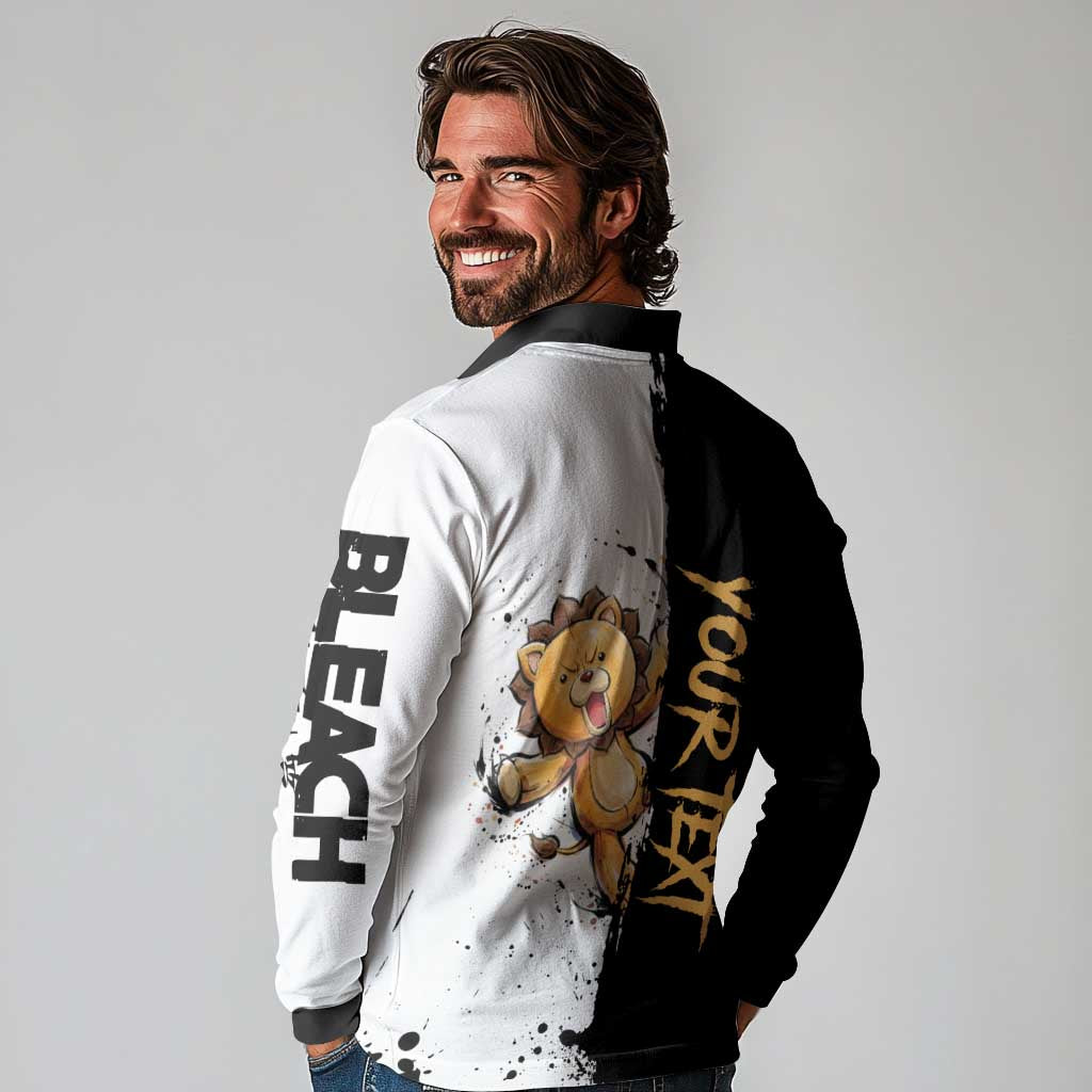 Personalized Kon Long Sleeve Polo Shirt Ink Splash Anime Brush Style