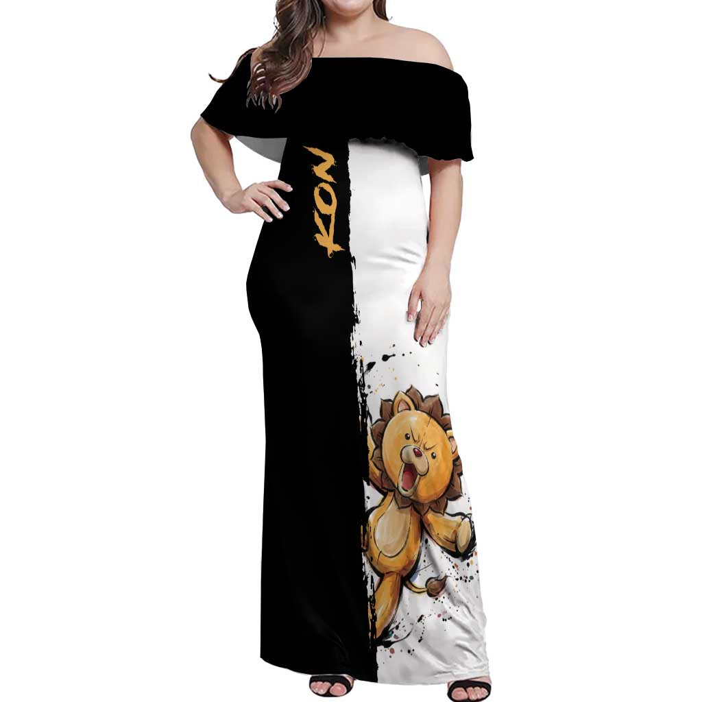 Personalized Kon Off Shoulder Maxi Dress Ink Splash Anime Brush Style