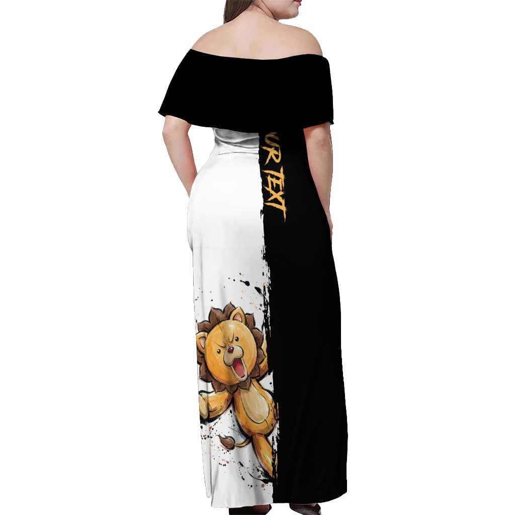 Personalized Kon Off Shoulder Maxi Dress Ink Splash Anime Brush Style