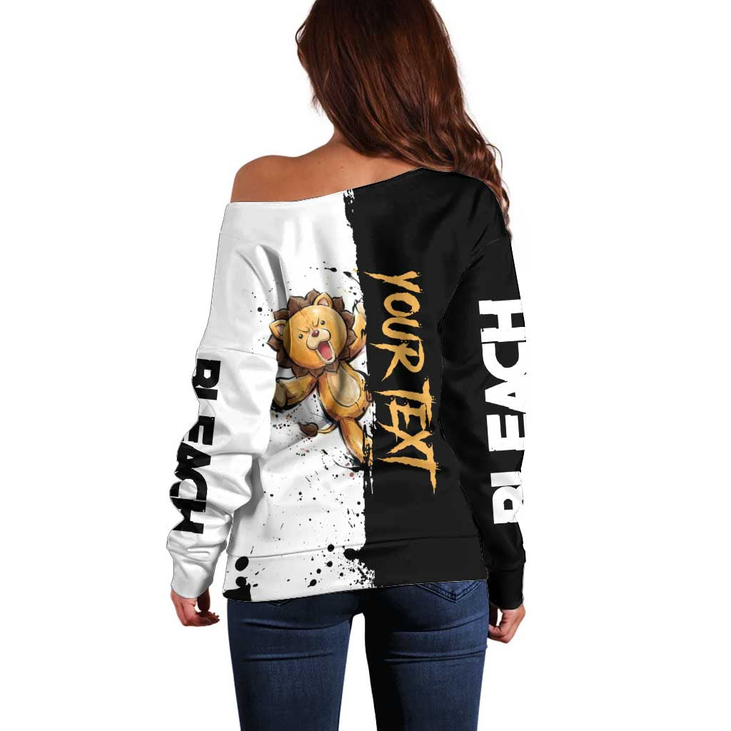 Personalized Kon Off Shoulder Sweater Ink Splash Anime Brush Style