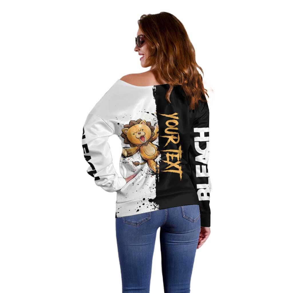 Personalized Kon Off Shoulder Sweater Ink Splash Anime Brush Style
