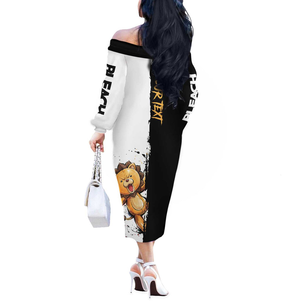 Personalized Kon Off The Shoulder Long Sleeve Dress Ink Splash Anime Brush Style