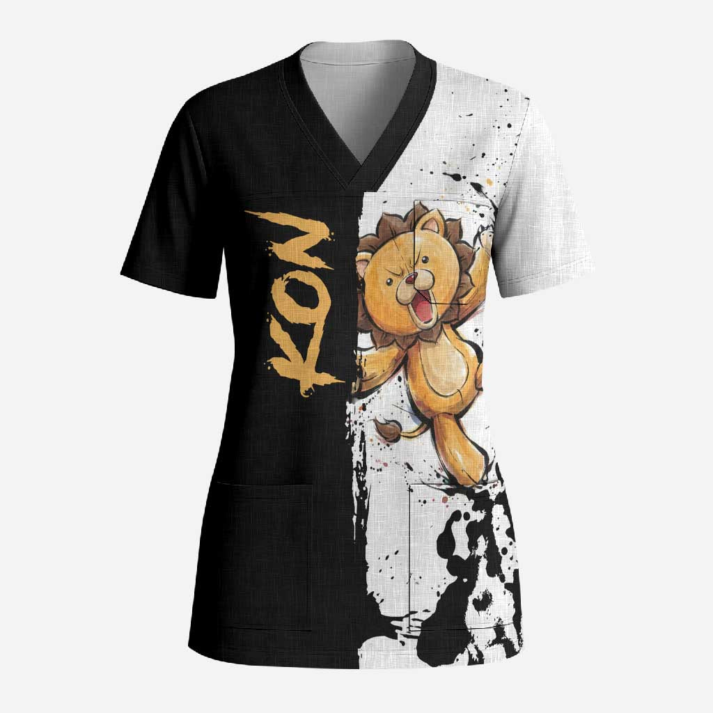 Personalized Kon Scrub Top Ink Splash Anime Brush Style