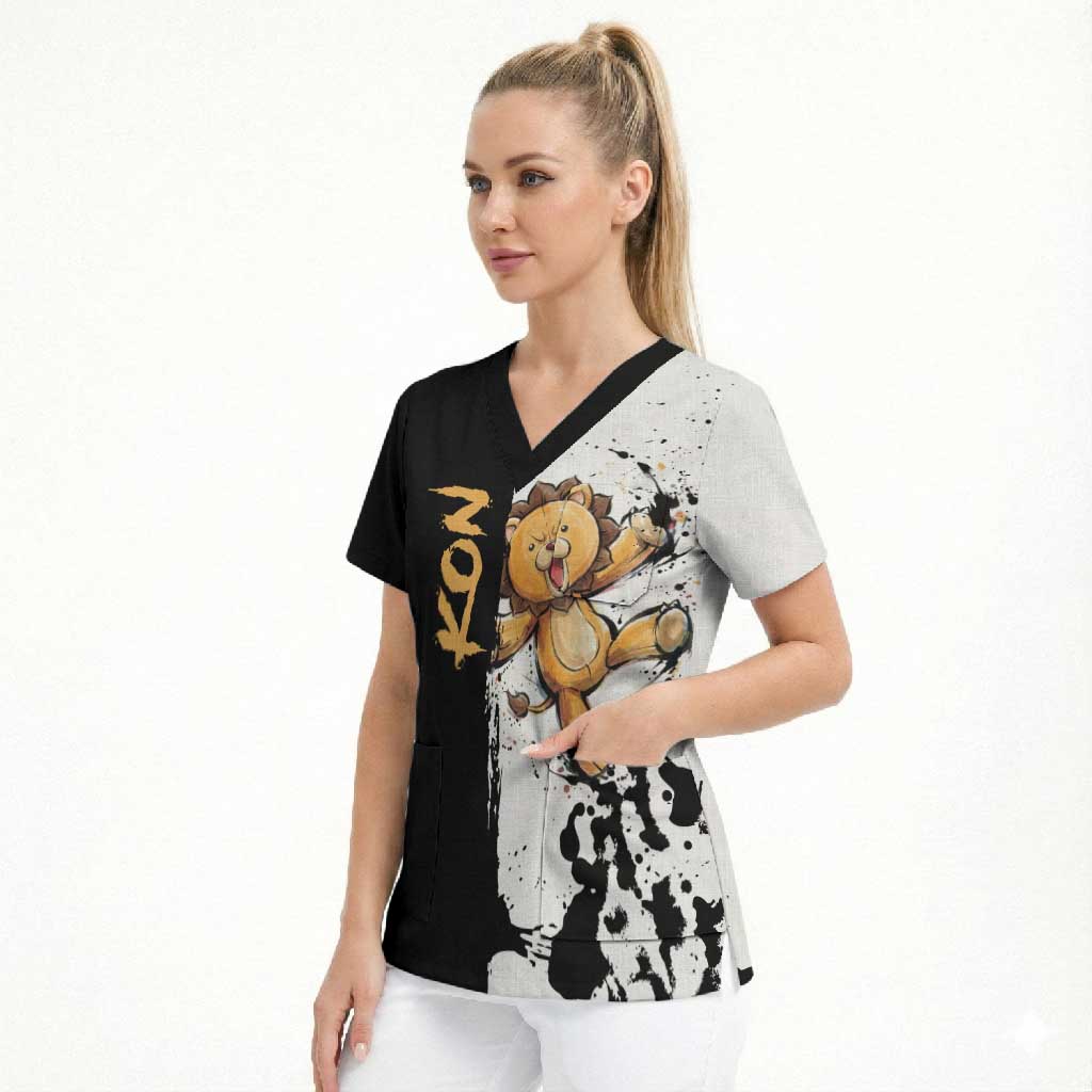 Personalized Kon Scrub Top Ink Splash Anime Brush Style