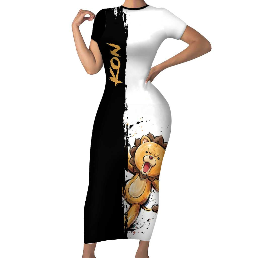 Personalized Kon Short Sleeve Bodycon Dress Ink Splash Anime Brush Style