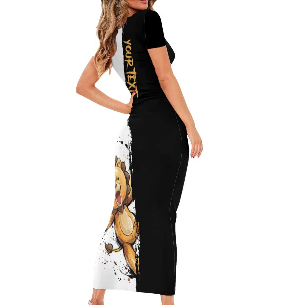 Personalized Kon Short Sleeve Bodycon Dress Ink Splash Anime Brush Style