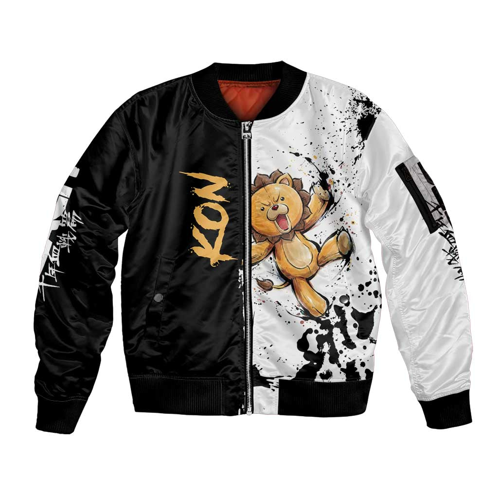 Personalized Kon Sleeve Zip Bomber Jacket Ink Splash Anime Brush Style