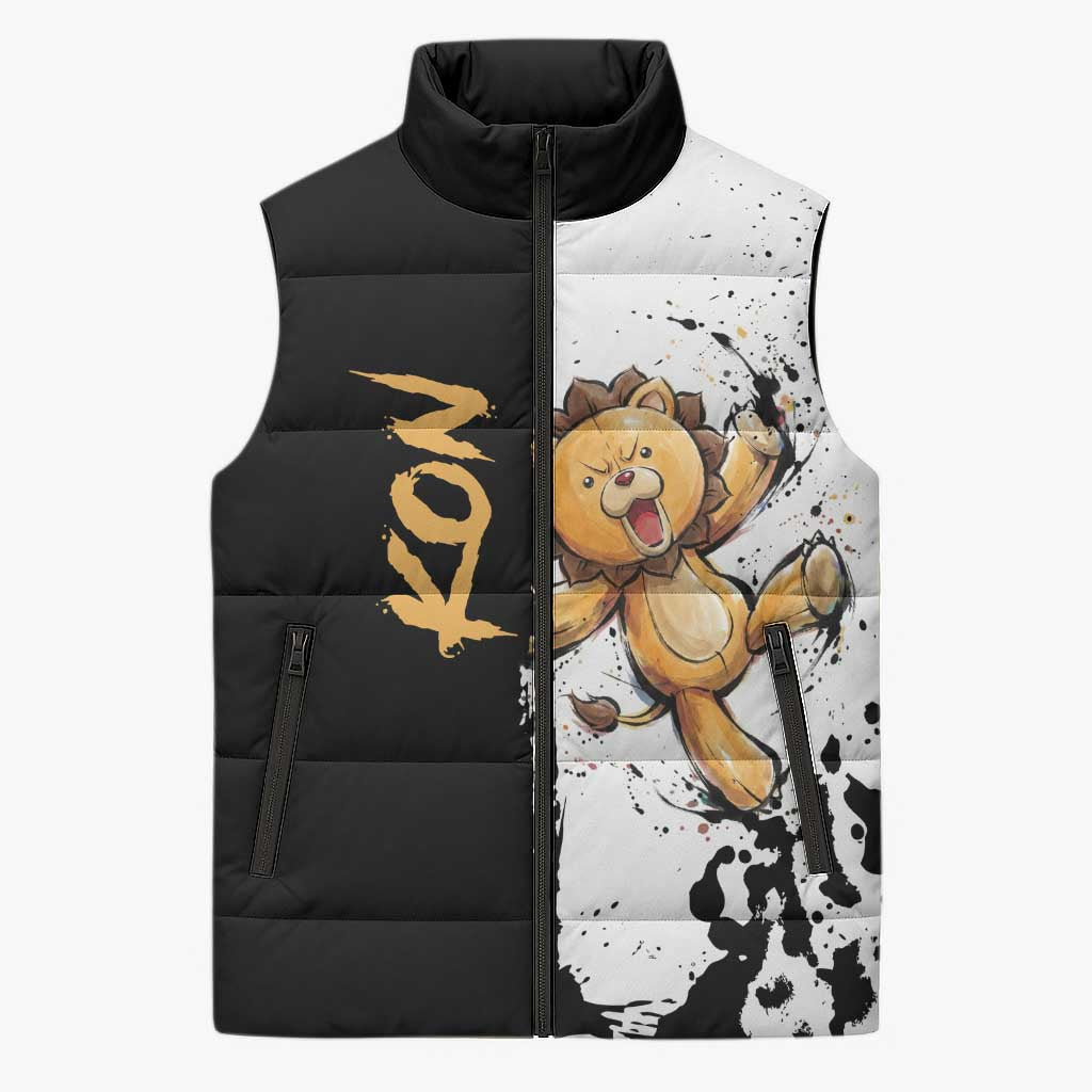 Personalized Kon Sleeveless Puffer Jacket Ink Splash Anime Brush Style