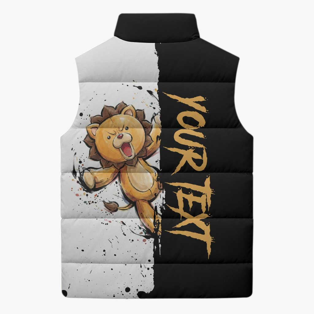 Personalized Kon Sleeveless Puffer Jacket Ink Splash Anime Brush Style