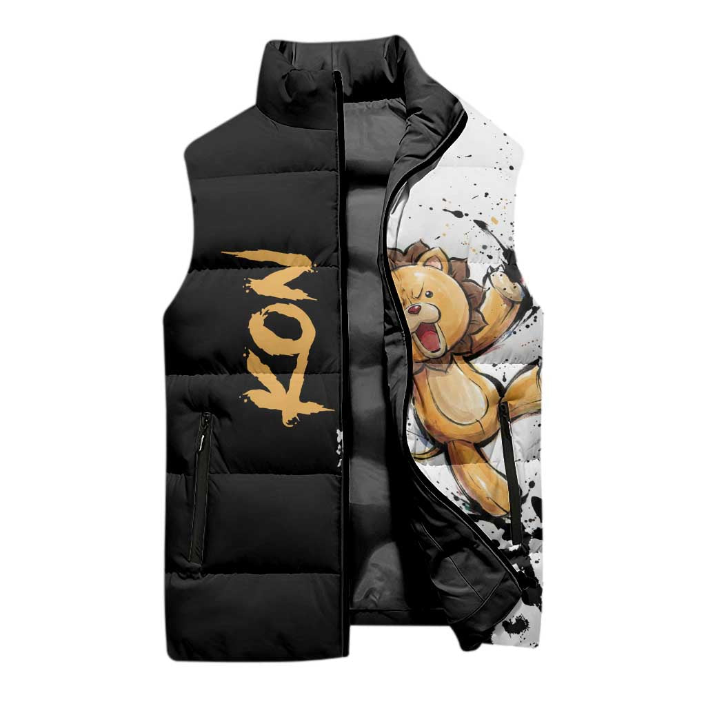 Personalized Kon Sleeveless Puffer Jacket Ink Splash Anime Brush Style