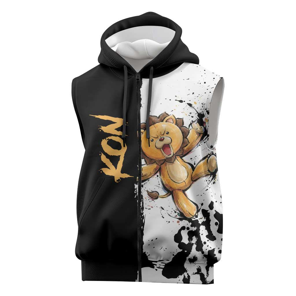 Personalized Kon Sleeveless Zip Hoodie Ink Splash Anime Brush Style