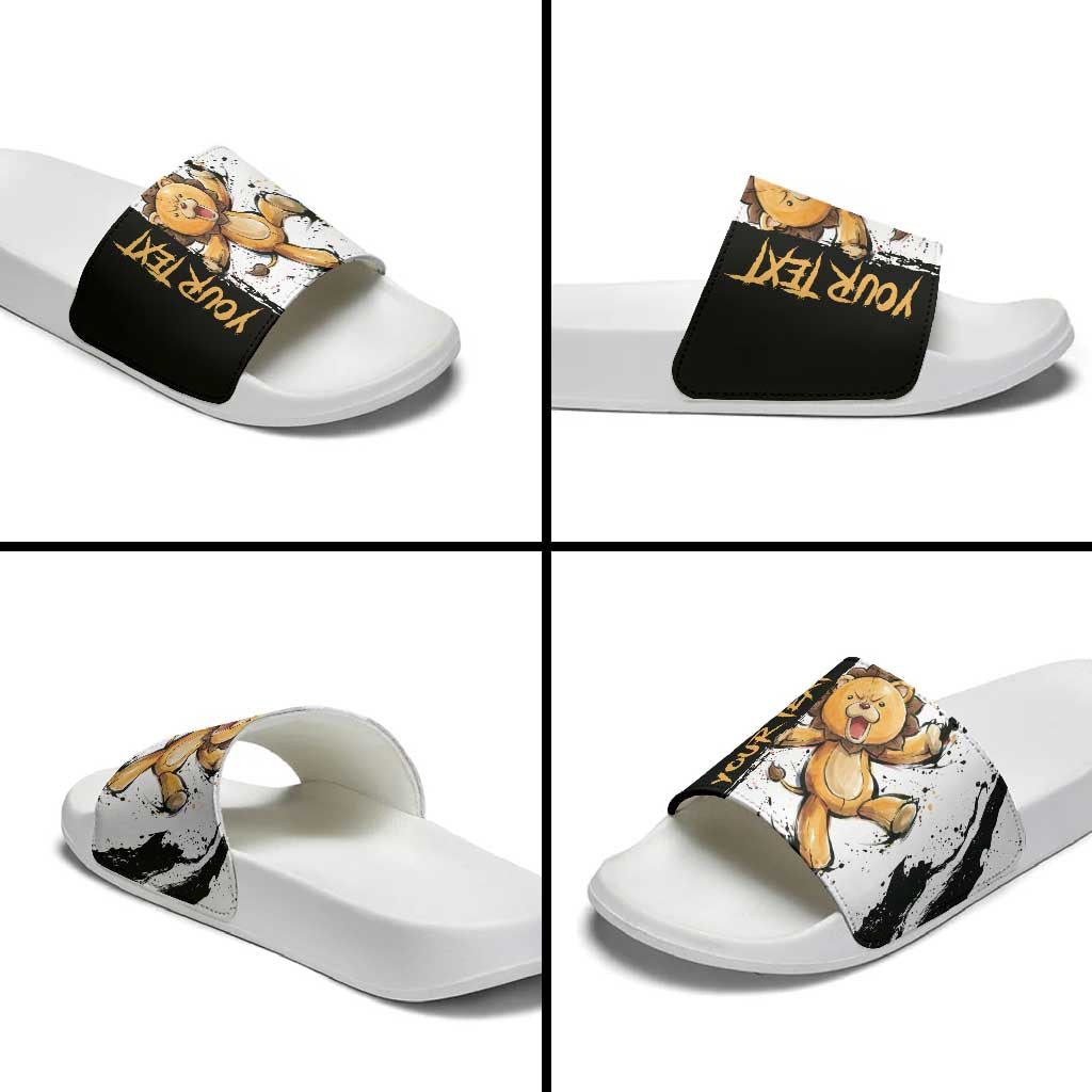 Personalized Kon Slide Sandals Ink Splash Anime Brush Style