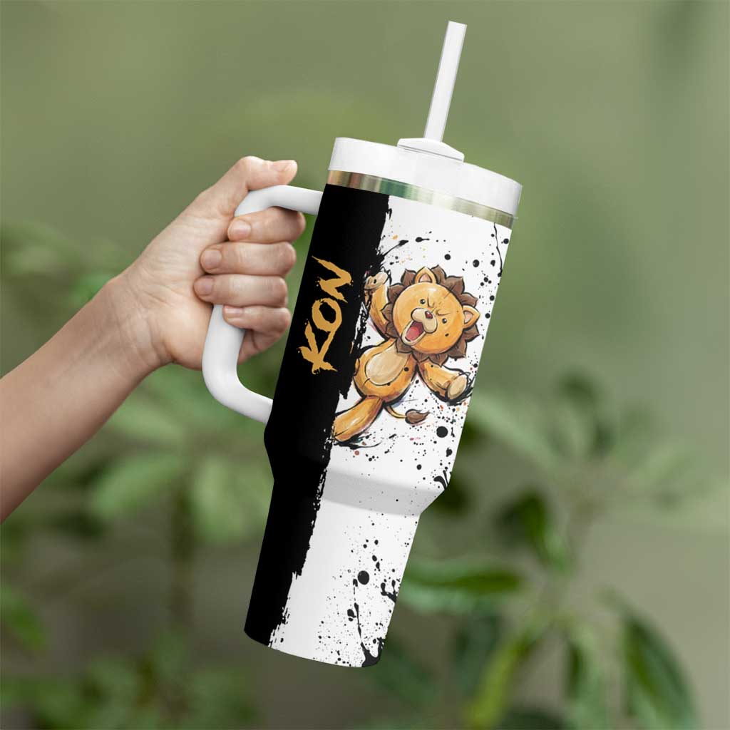Personalized Kon Tumbler With Handle Ink Splash Anime Brush Style
