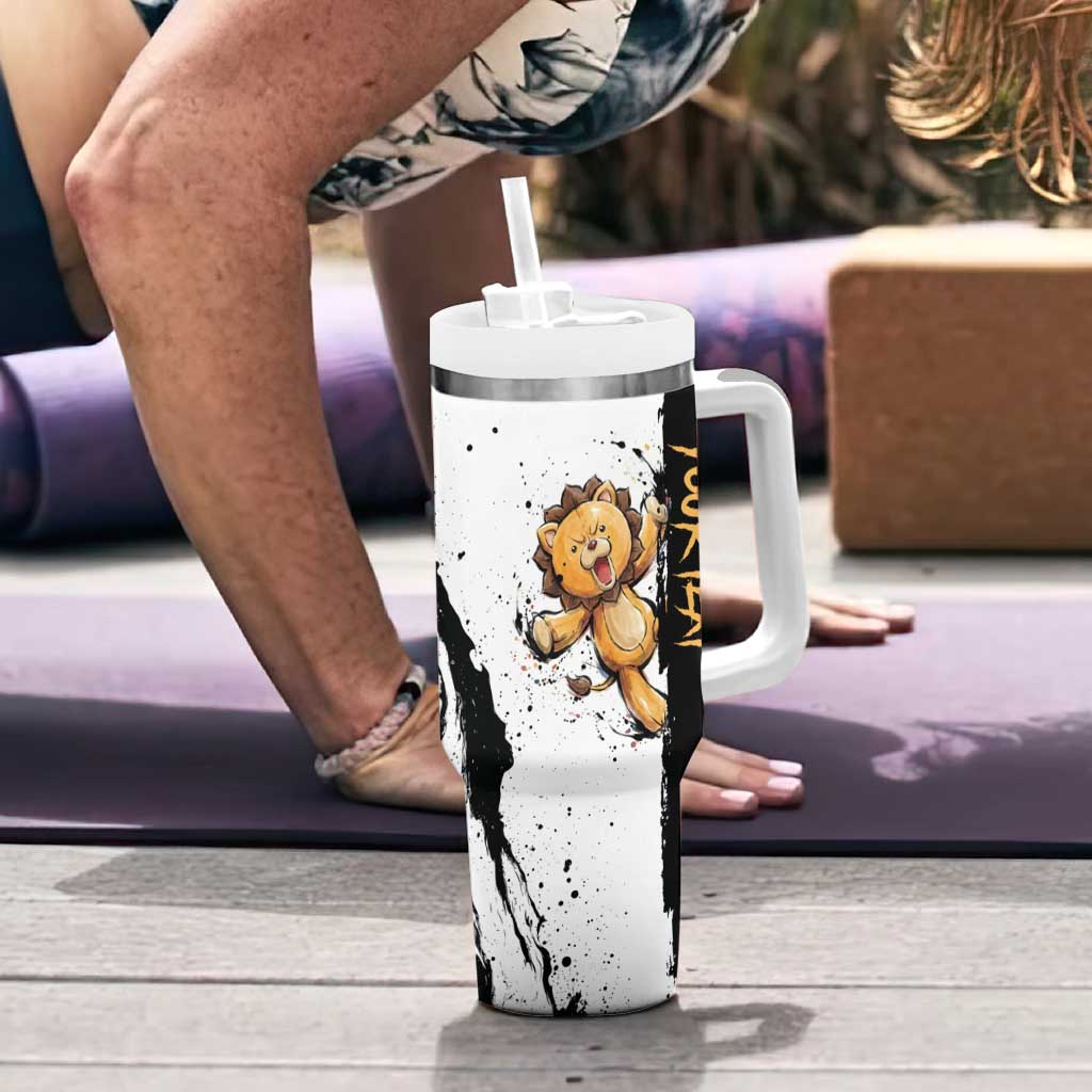 Personalized Kon Tumbler With Handle Ink Splash Anime Brush Style