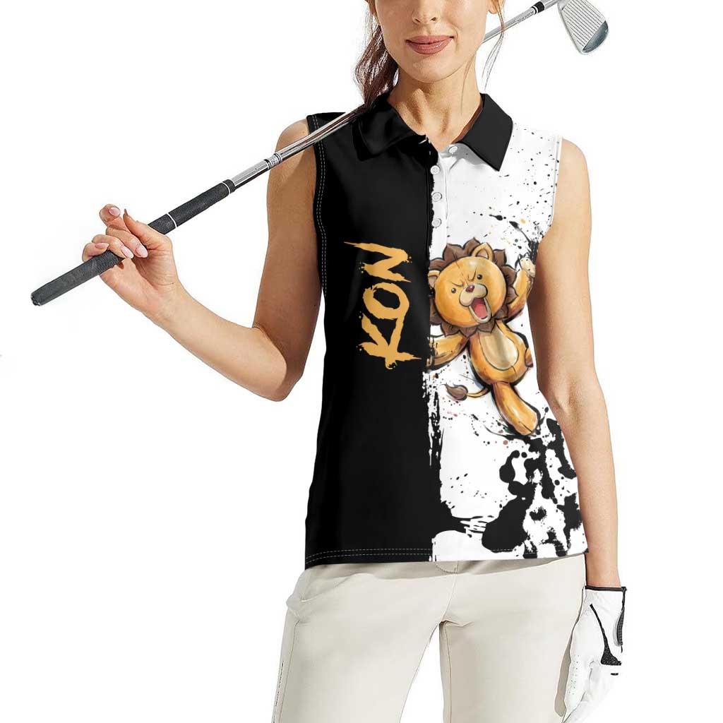 Personalized Kon Women Sleeveless Polo Shirt Ink Splash Anime Brush Style