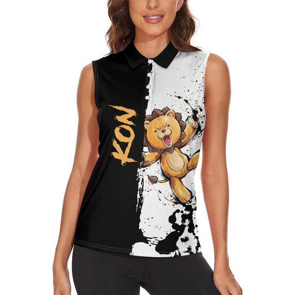 Personalized Kon Women Sleeveless Polo Shirt Ink Splash Anime Brush Style
