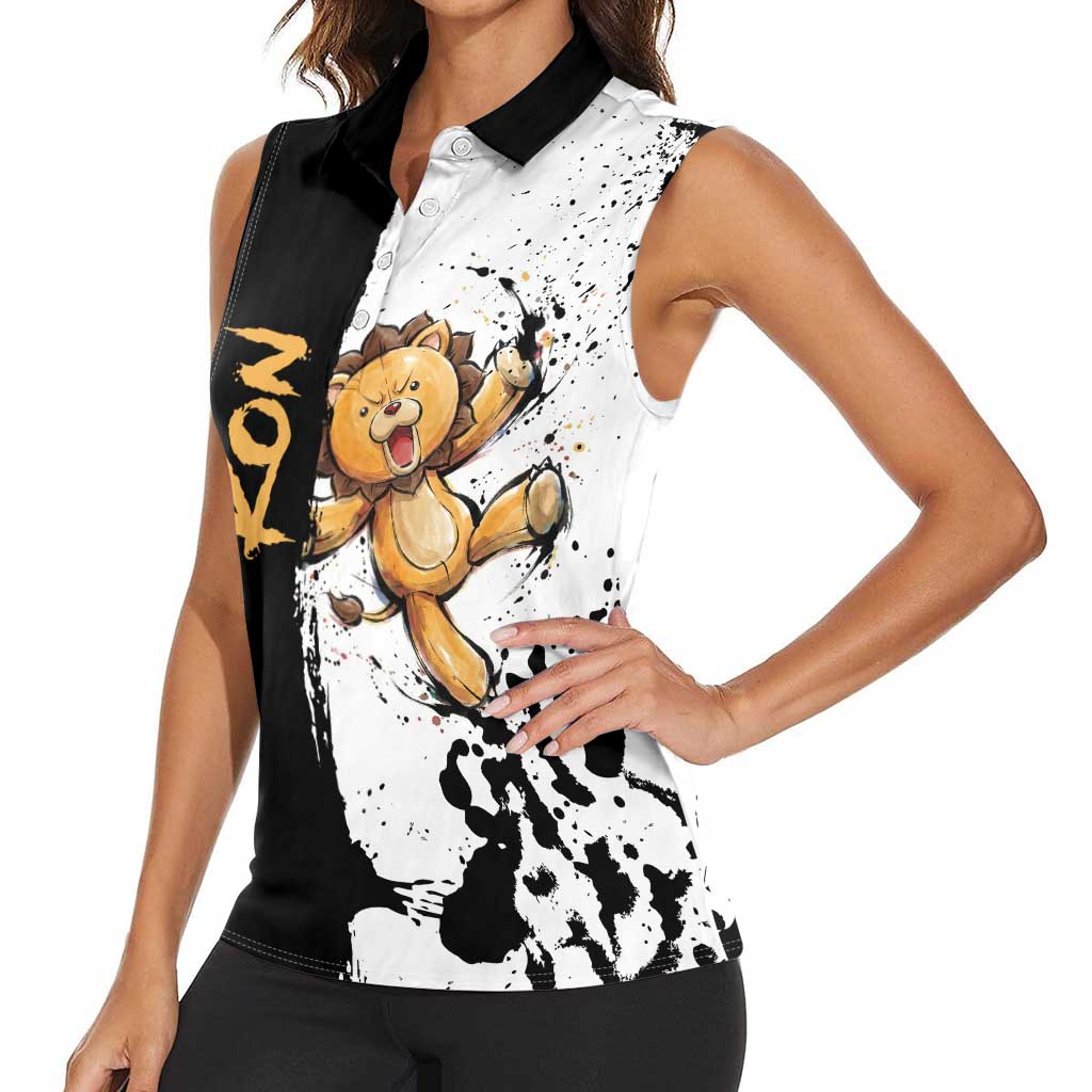 Personalized Kon Women Sleeveless Polo Shirt Ink Splash Anime Brush Style