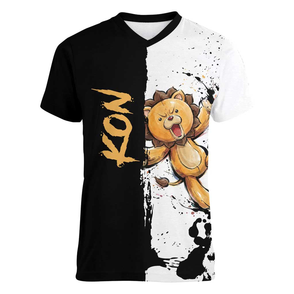 Personalized Kon Women V-Neck T-Shirt Ink Splash Anime Brush Style