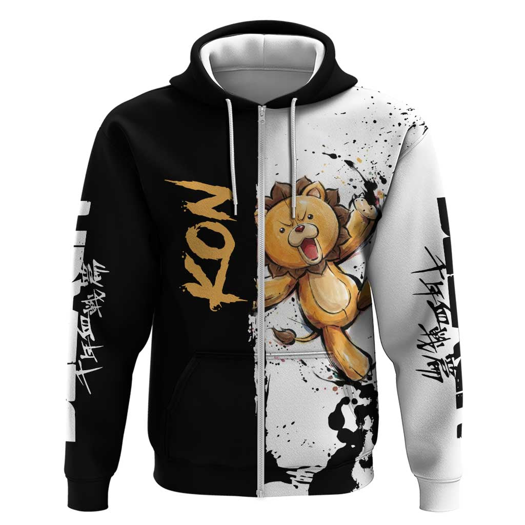 Personalized Kon Zip Hoodie Ink Splash Anime Brush Style