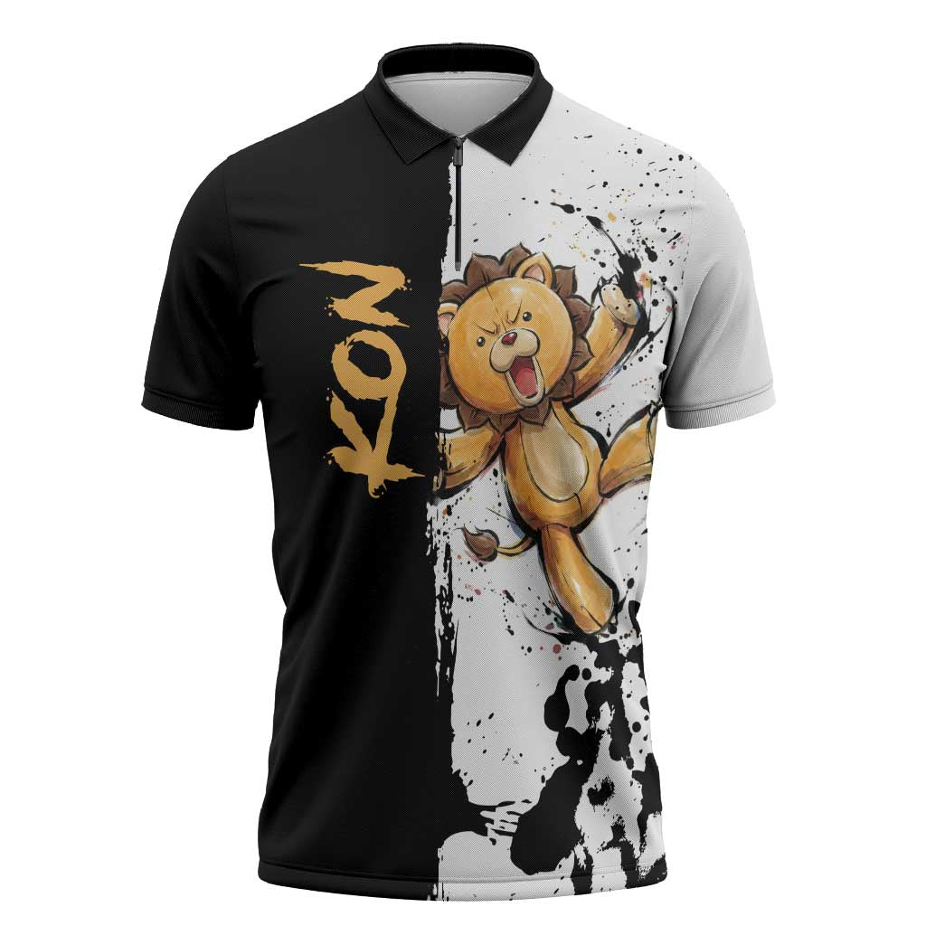 Personalized Kon Zipper Polo Shirt Ink Splash Anime Brush Style