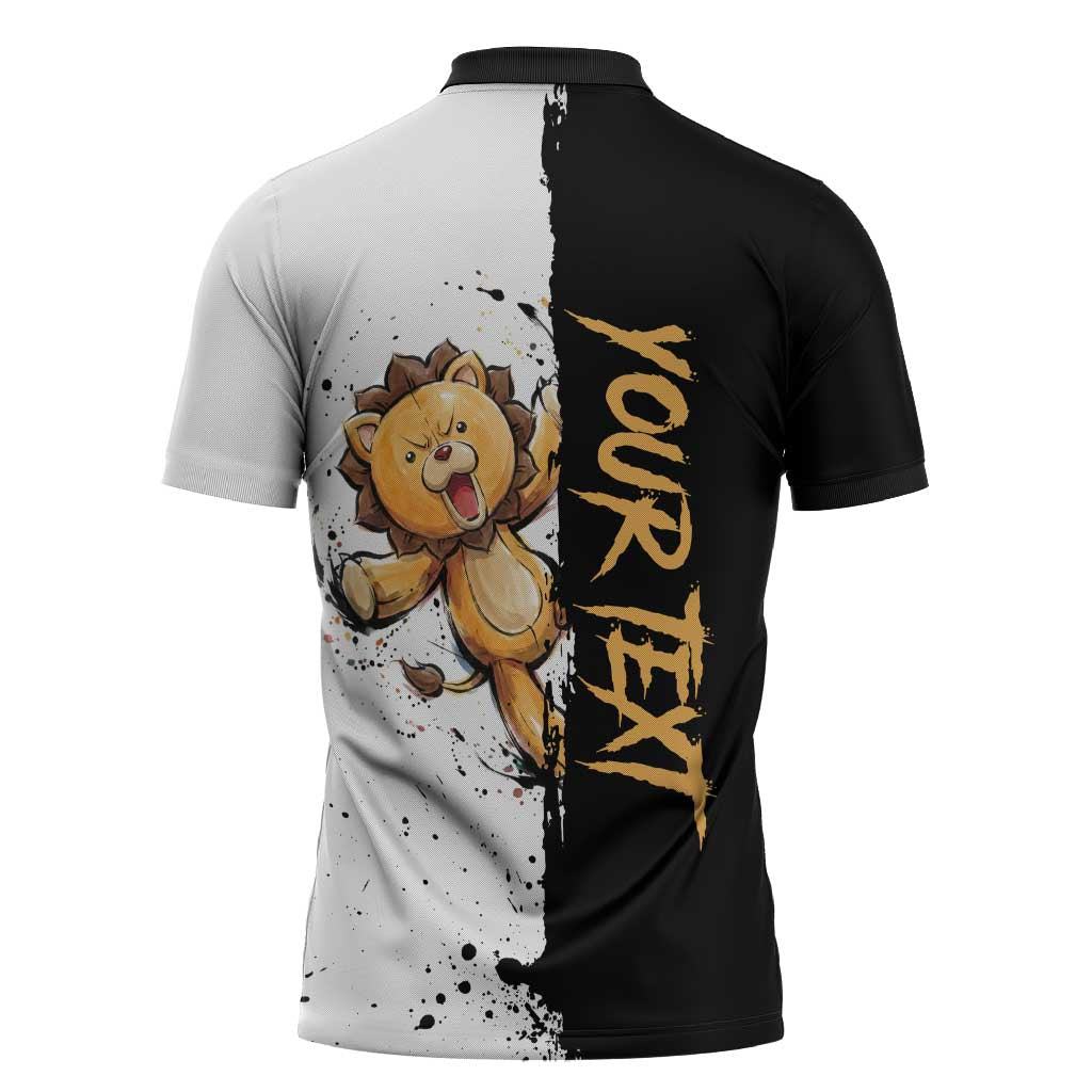 Personalized Kon Zipper Polo Shirt Ink Splash Anime Brush Style