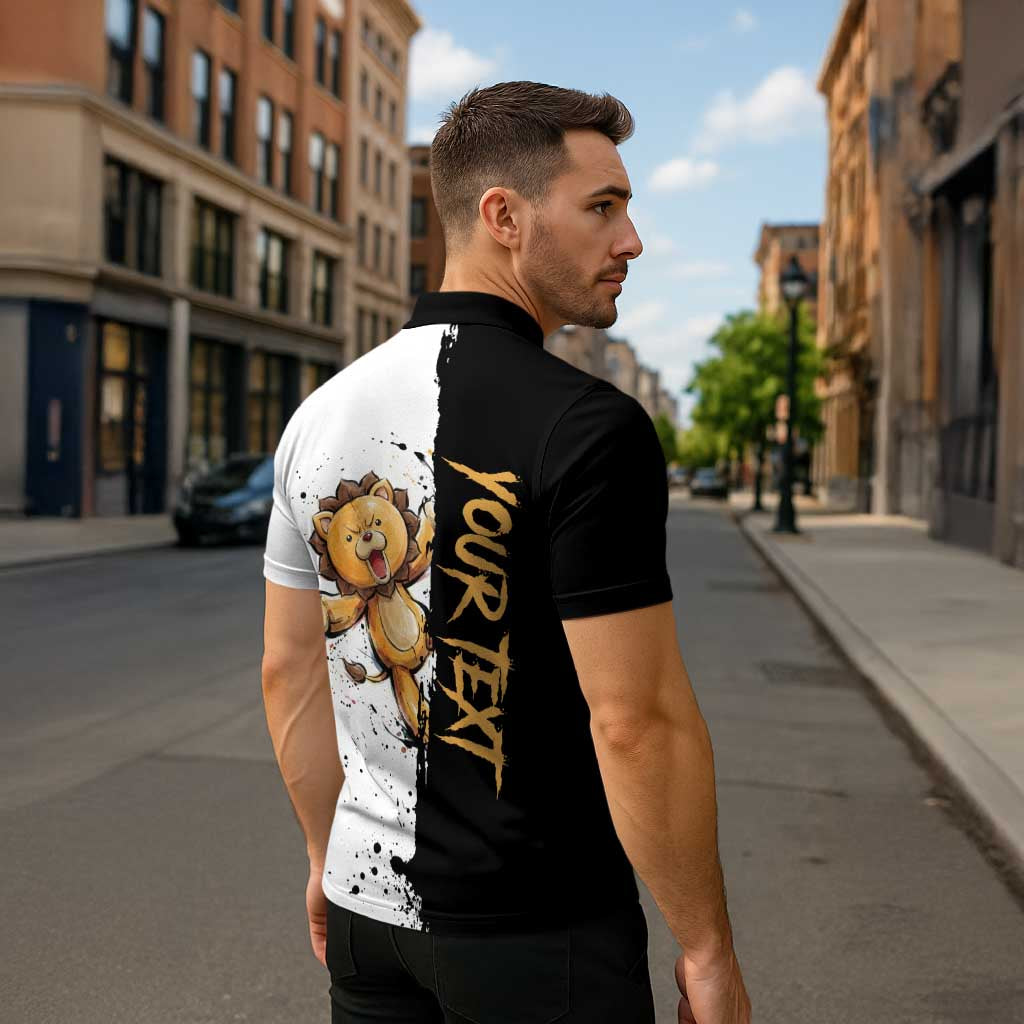 Personalized Kon Zipper Polo Shirt Ink Splash Anime Brush Style