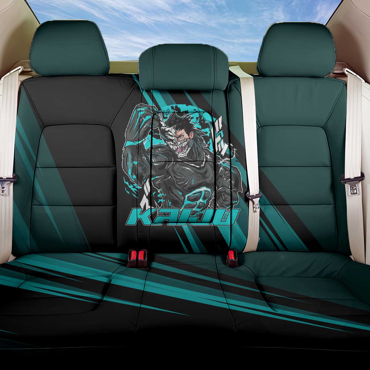Kaiju No. 8 Monster Form Back Car Seat Cover Neon Manga Combat Style