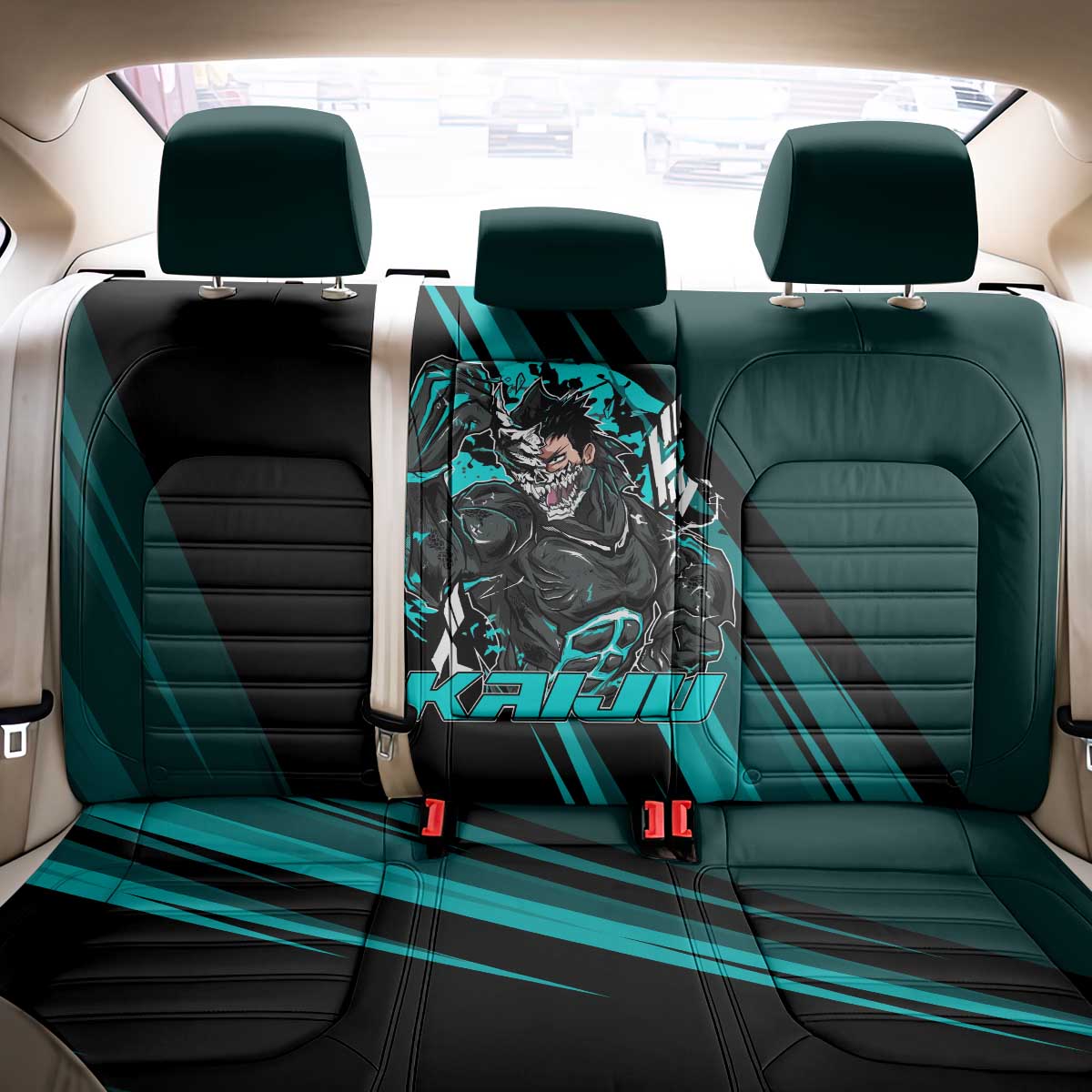 Kaiju No. 8 Monster Form Back Car Seat Cover Neon Manga Combat Style