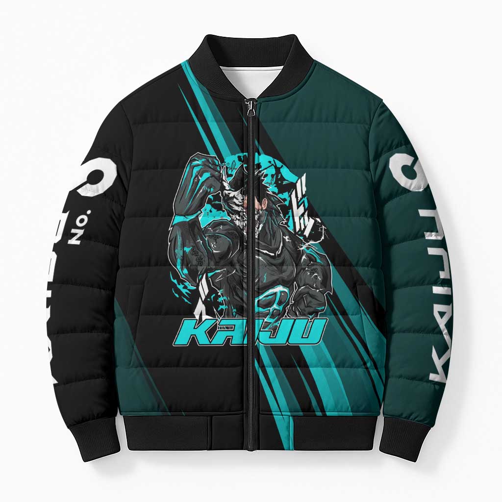 Kaiju No. 8 Monster Form Bomber Puffer Jacket Neon Manga Combat Style