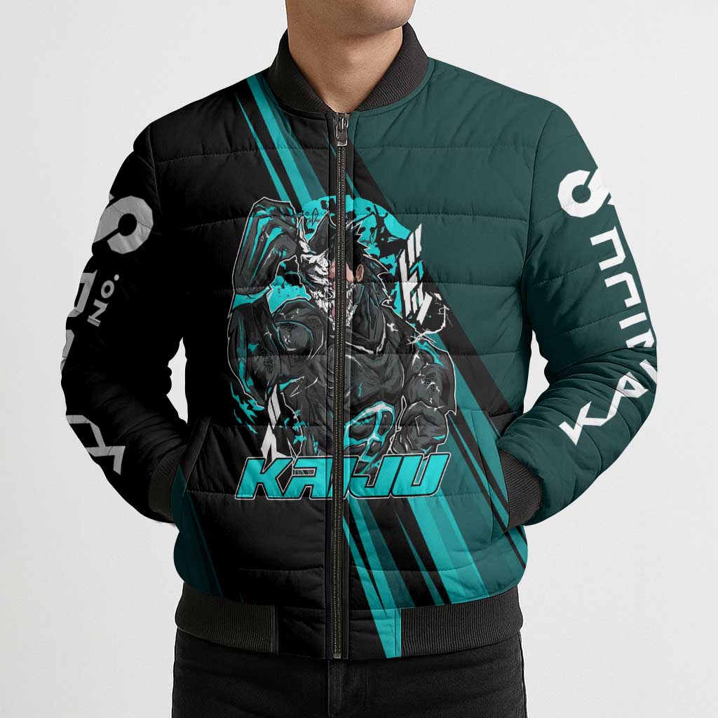 Kaiju No. 8 Monster Form Bomber Puffer Jacket Neon Manga Combat Style