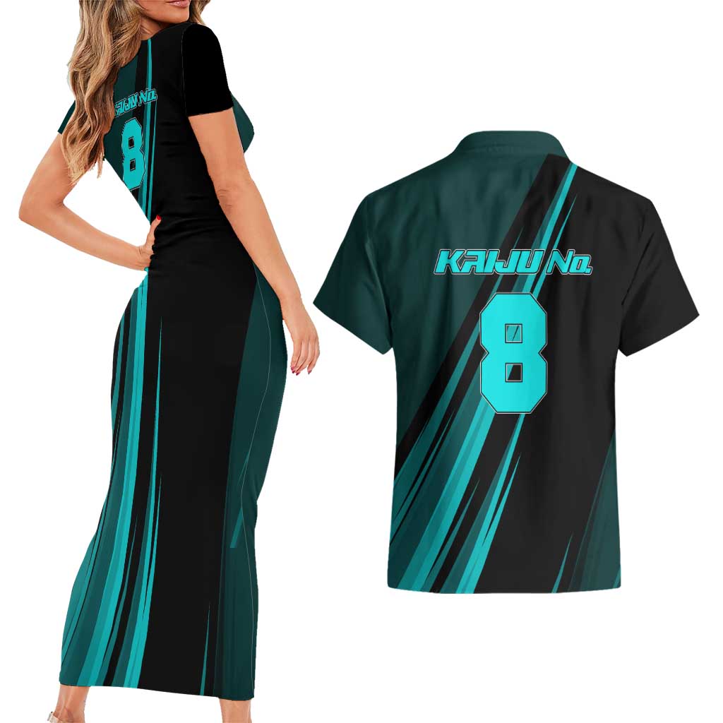 Kaiju No. 8 Monster Form Couples Matching Short Sleeve Bodycon Dress and Hawaiian Shirt Neon Manga Combat Style