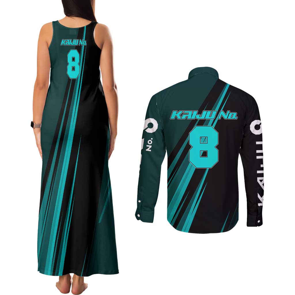 Kaiju No. 8 Monster Form Couples Matching Tank Maxi Dress and Long Sleeve Button Shirt Neon Manga Combat Style