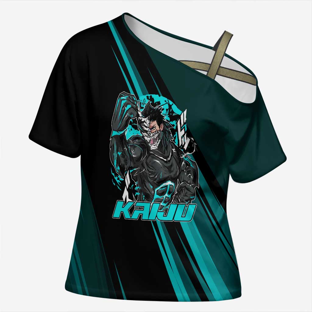 Kaiju No. 8 Monster Form Cross Shoulder Shirt Neon Manga Combat Style