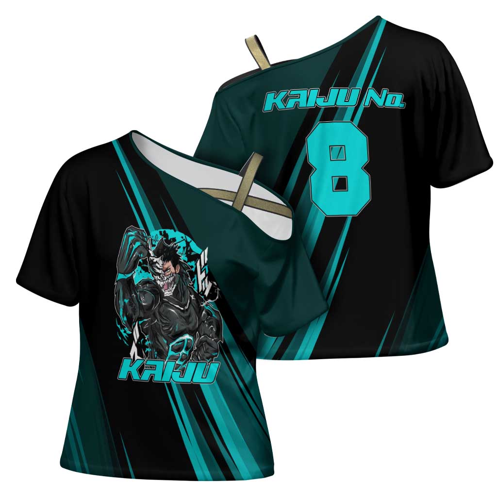 Kaiju No. 8 Monster Form Cross Shoulder Shirt Neon Manga Combat Style