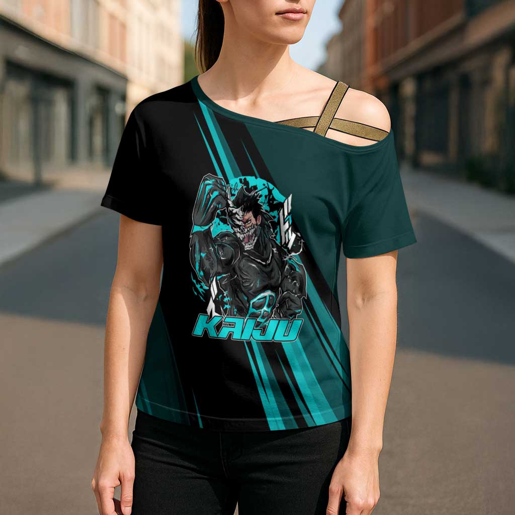 Kaiju No. 8 Monster Form Cross Shoulder Shirt Neon Manga Combat Style