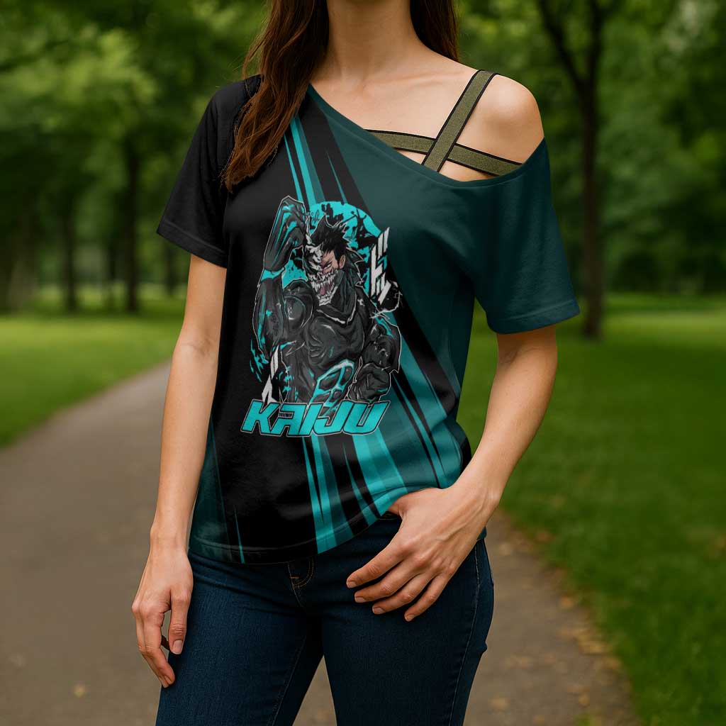 Kaiju No. 8 Monster Form Cross Shoulder Shirt Neon Manga Combat Style