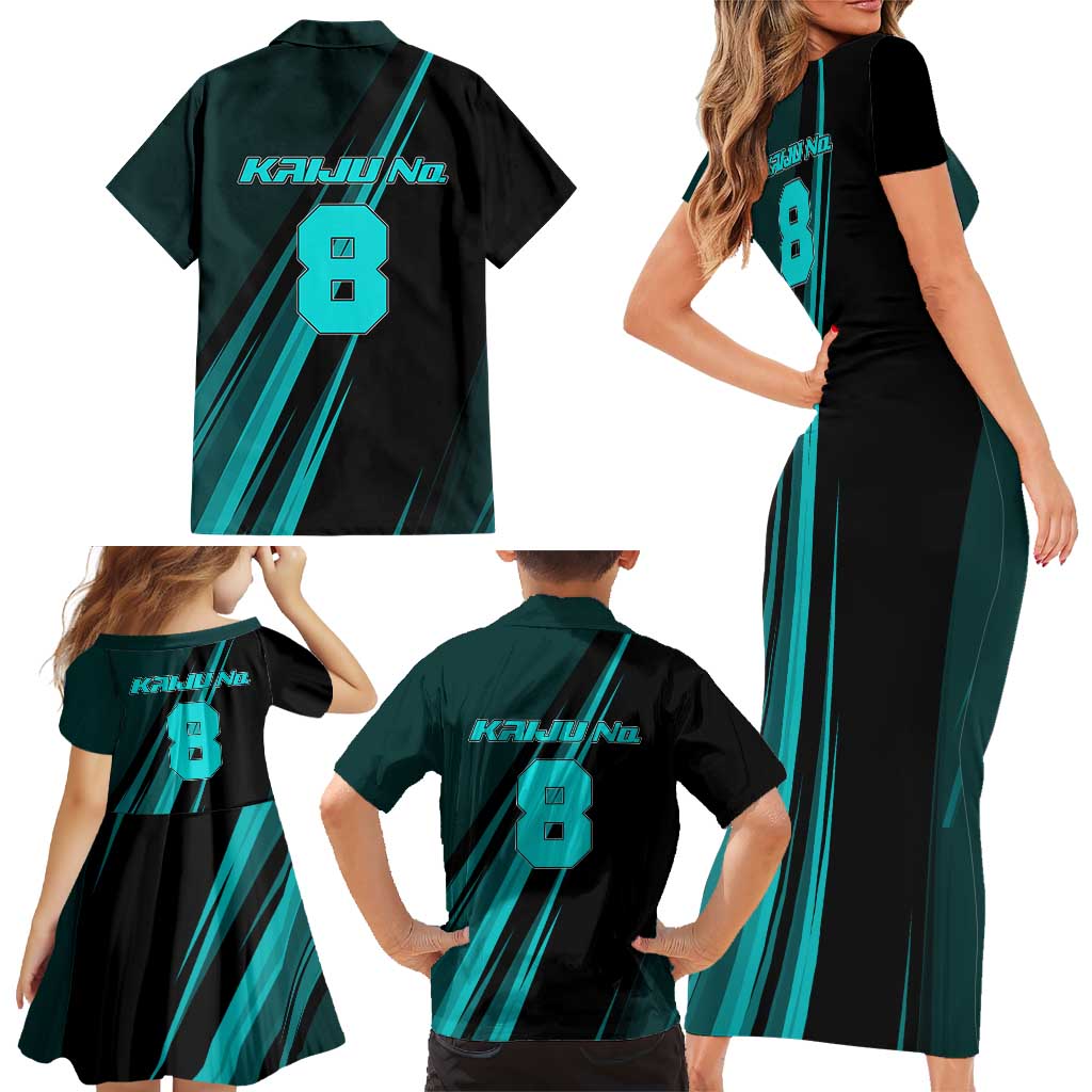 Kaiju No. 8 Monster Form Family Matching Short Sleeve Bodycon Dress and Hawaiian Shirt Neon Manga Combat Style
