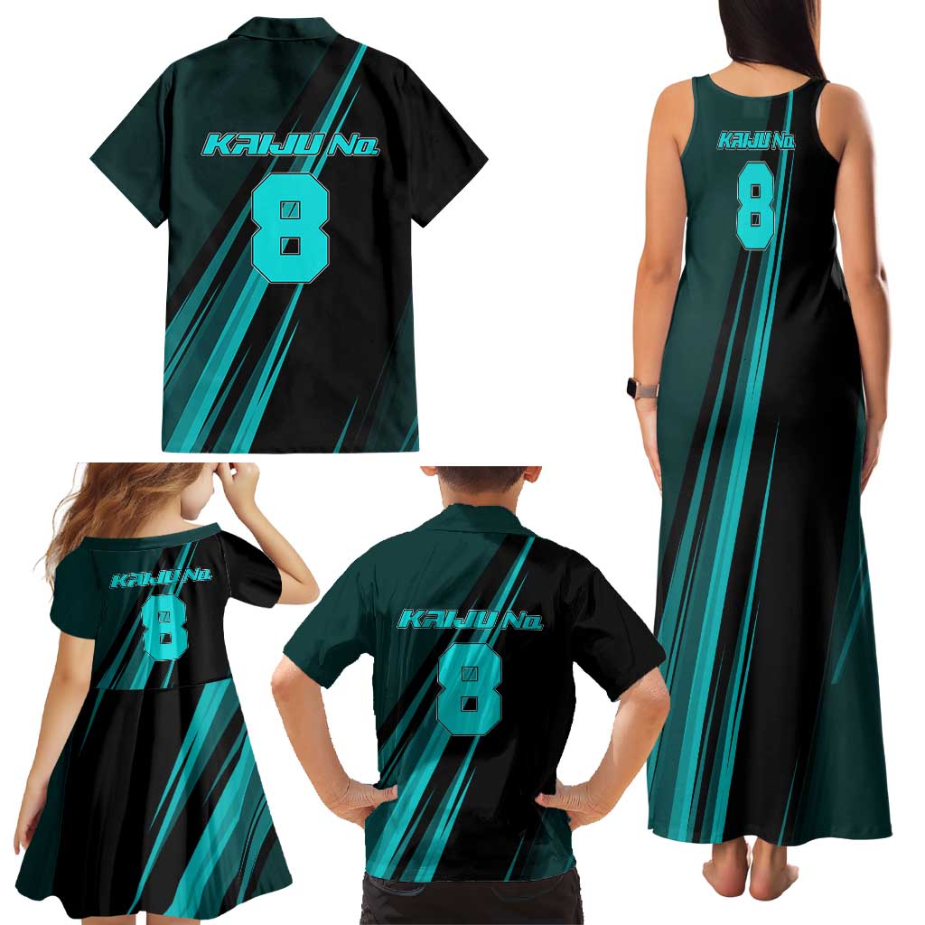 Kaiju No. 8 Monster Form Family Matching Tank Maxi Dress and Hawaiian Shirt Neon Manga Combat Style