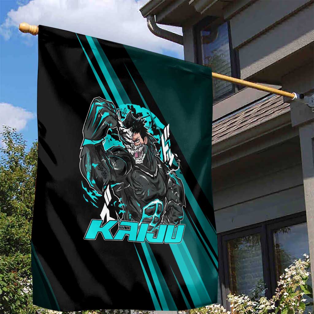 Kaiju No. 8 Monster Form Garden Flag Neon Manga Combat Style