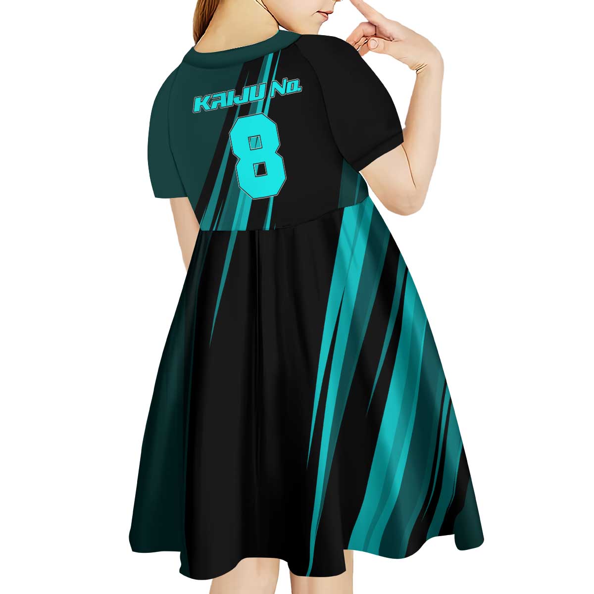 Kaiju No. 8 Monster Form Kid Short Sleeve Dress Neon Manga Combat Style