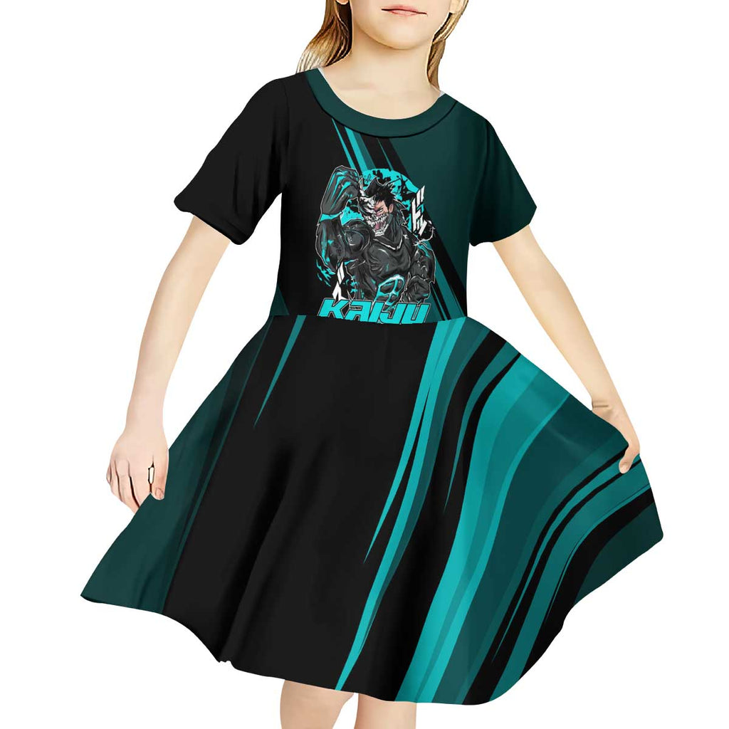 Kaiju No. 8 Monster Form Kid Short Sleeve Dress Neon Manga Combat Style