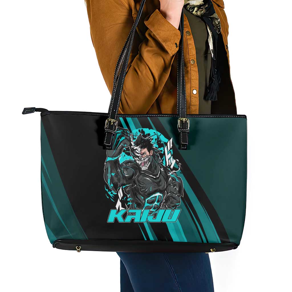 Kaiju No. 8 Monster Form Leather Tote Bag Neon Manga Combat Style